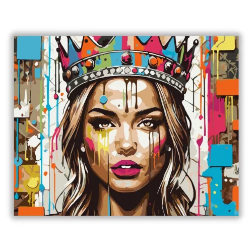 Merész ékköves korona - számfestő készlet - Számfestő.hu - 40×50cm - Keretre feszítve