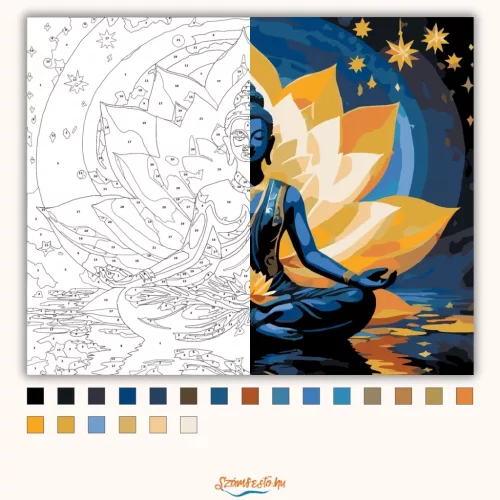 Csillagfényes meditáció - számfestő készlet - Számfestő.hu - 80×100cm - Keret nélkül