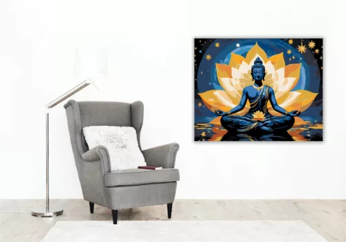 Csillagfényes meditáció - számfestő készlet - Számfestő.hu - 80×100cm - Keretre feszítve