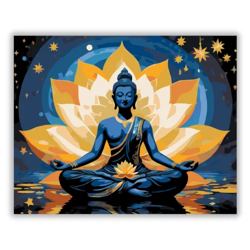 Csillagfényes meditáció - számfestő készlet - Számfestő.hu - 40×50cm - Keretre feszítve