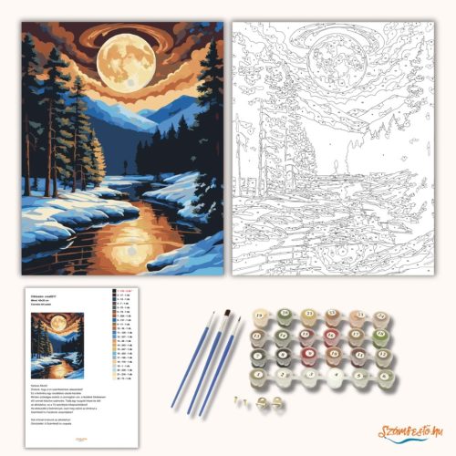 Csendes téli patak - számfestő készlet - Számfestő.hu - 40×50cm - Keret nélkül