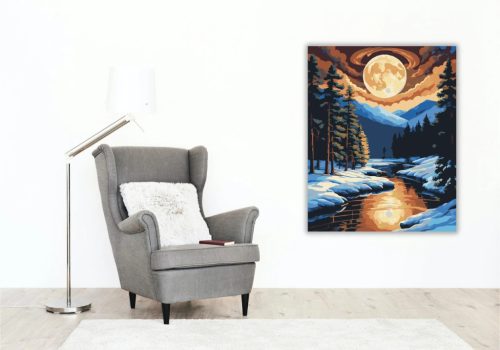 Csendes téli patak - számfestő készlet - Számfestő.hu - 40×50cm - Keret nélkül