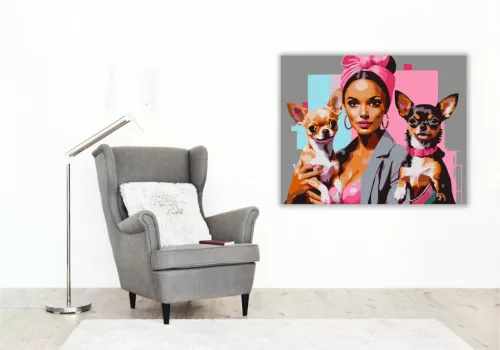 Vibráló csivava páros - számfestő készlet - Számfestő.hu - 60×70cm - Keretre feszítve