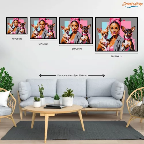 Vibráló csivava páros - számfestő készlet - Számfestő.hu - 80×100cm - Keret nélkül