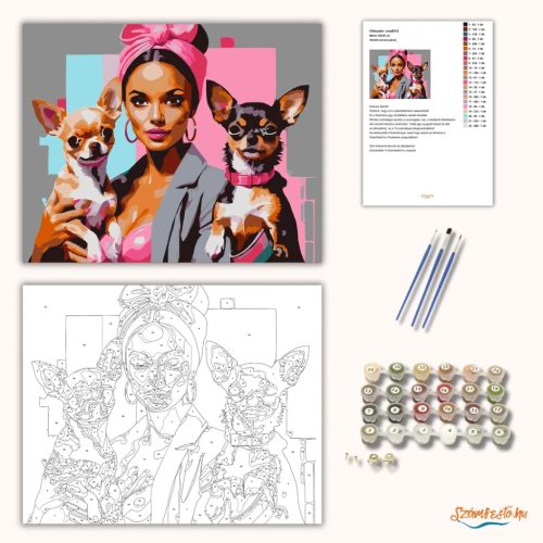 Vibráló csivava páros - számfestő készlet - Számfestő.hu - 40×50cm - Keret nélkül