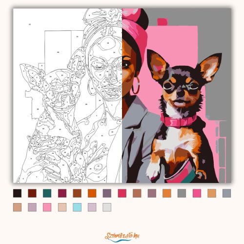 Vibráló csivava páros - számfestő készlet - Számfestő.hu - 40×50cm - Keret nélkül