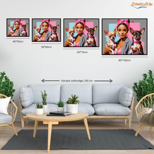 Vibráló csivava páros - számfestő készlet - Számfestő.hu - 40×50cm - Keretre feszítve