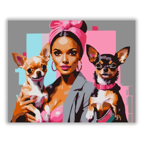 Vibráló csivava páros - számfestő készlet - Számfestő.hu - 40×50cm - Keretre feszítve