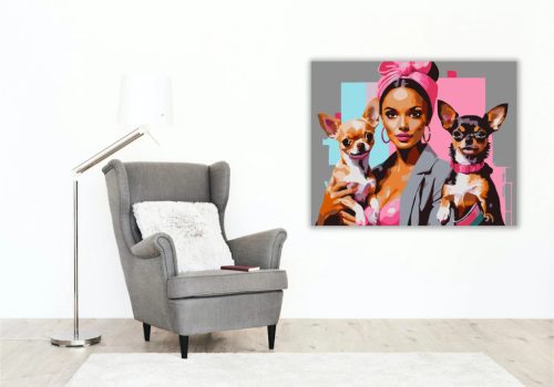 Vibráló csivava páros - számfestő készlet - Számfestő.hu - 40×50cm - Keret nélkül