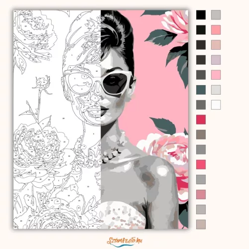 Gyöngysoros pillantás - számfestő készlet - Számfestő.hu - 50×60cm - Keretre feszítve