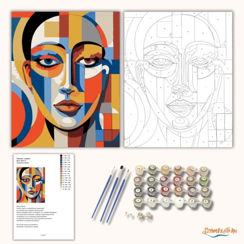 Geometrikus tekintet - számfestő készlet - Számfestő.hu - 40×50cm - Keret nélkül