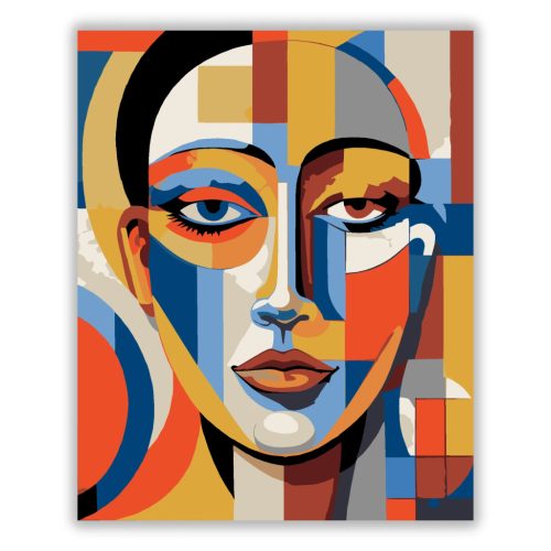 Geometrikus tekintet - számfestő készlet - Számfestő.hu - 40×50cm - Keret nélkül