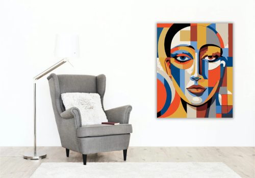 Geometrikus tekintet - számfestő készlet - Számfestő.hu - 40×50cm - Keret nélkül