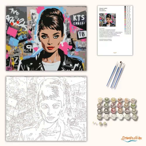 Városi graffiti-portré - számfestő készlet - Számfestő.hu - 50×60cm - Keretre feszítve
