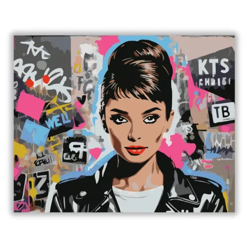 Városi graffiti-portré - számfestő készlet - Számfestő.hu - 80×100cm - Keretre feszítve