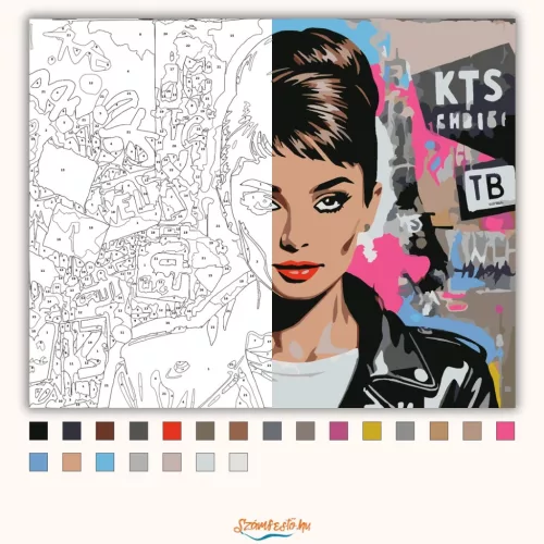 Városi graffiti-portré - számfestő készlet - Számfestő.hu - 40×50cm - Keret nélkül