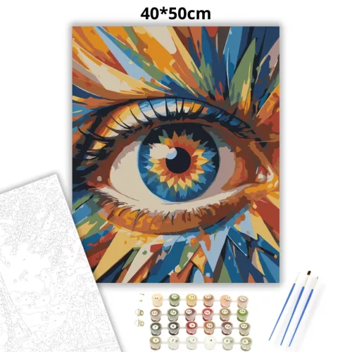 Karcos pillantás - számfestő készlet - Számfestő.hu - 40×50cm - Keretre feszítve