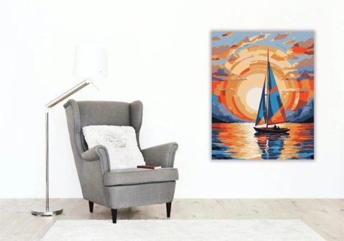 Csendes vitorlás alkony - számfestő készlet - Számfestő.hu - 40×50cm - Keret nélkül