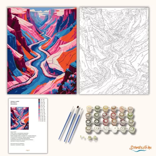 Szilaj folyókanyar - számfestő készlet - Számfestő.hu - 60×70cm - Keretre feszítve