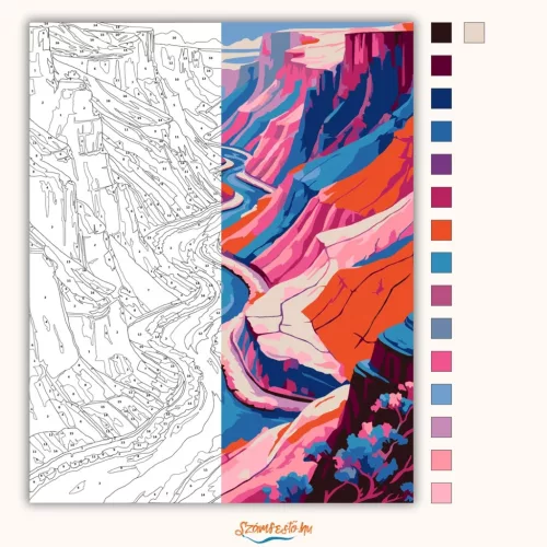 Szilaj folyókanyar - számfestő készlet - Számfestő.hu - 60×70cm - Keret nélkül