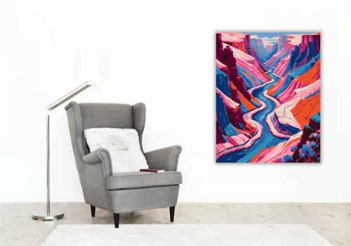 Szilaj folyókanyar - számfestő készlet - Számfestő.hu - 60×70cm - Keret nélkül