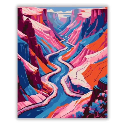 Szilaj folyókanyar - számfestő készlet - Számfestő.hu - 40×50cm - Keretre feszítve