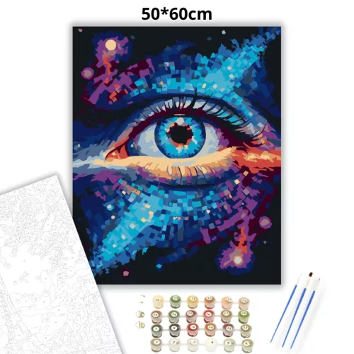 Misztikus csillag tekintete - számfestő készlet - Számfestő.hu - 50×60cm - Keretre feszítve