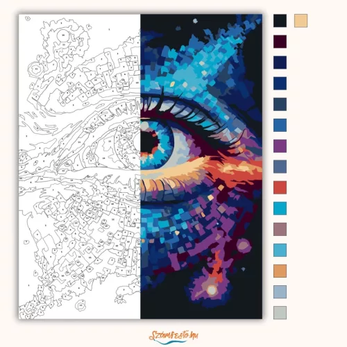 Misztikus csillag tekintete - számfestő készlet - Számfestő.hu - 50×60cm - Keretre feszítve