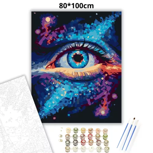 Misztikus csillag tekintete - számfestő készlet - Számfestő.hu - 80×100cm - Keretre feszítve