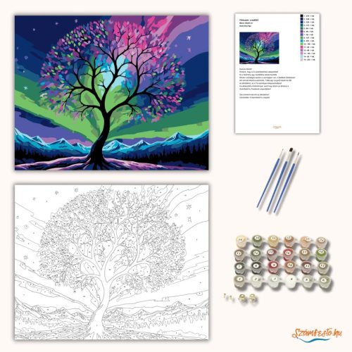 Sarki fény fája - számfestő készlet - Számfestő.hu - 50×60cm - Keret nélkül