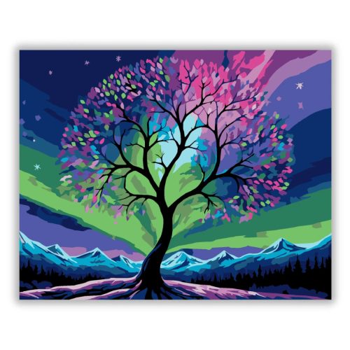Sarki fény fája - számfestő készlet - Számfestő.hu - 50×60cm - Keret nélkül