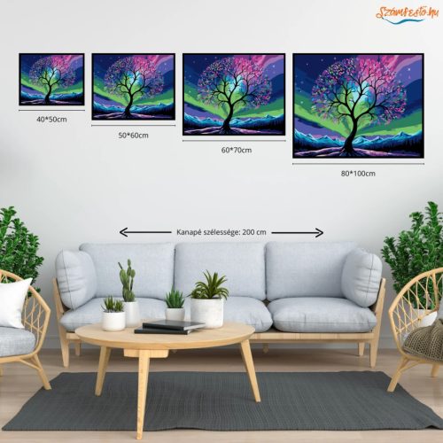 Sarki fény fája - számfestő készlet - Számfestő.hu - 80×100cm - Keret nélkül