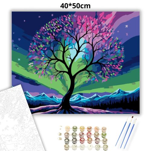 Sarki fény fája - számfestő készlet - Számfestő.hu - 40×50cm - Keret nélkül