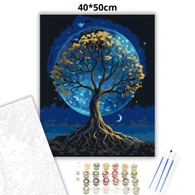 Holdfényes lombkorona - számfestő készlet - Számfestő.hu - 40×50cm - Keret nélkül