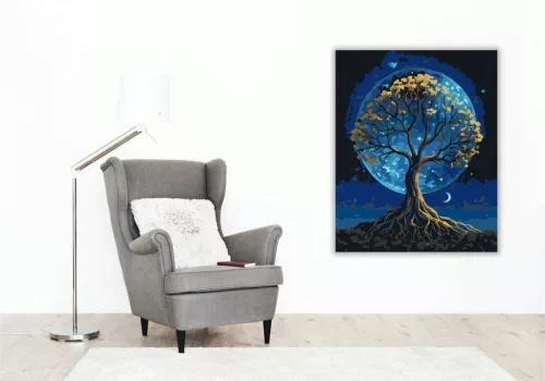 Holdfényes lombkorona - számfestő készlet - Számfestő.hu - 40×50cm - Keret nélkül