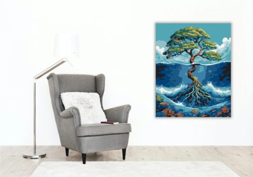 Vad hullámok fája - számfestő készlet - Számfestő.hu - 60×70cm - Keretre feszítve