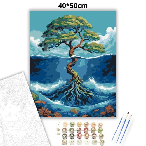 Vad hullámok fája - számfestő készlet - Számfestő.hu - 40×50cm - Keretre feszítve