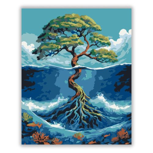 Vad hullámok fája - számfestő készlet - Számfestő.hu - 40×50cm - Keretre feszítve