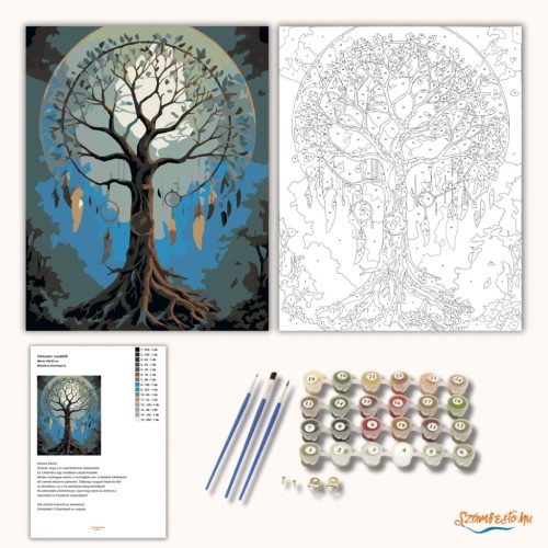 Misztikus álomfogó fa - számfestő készlet - Számfestő.hu - 40×50cm - Keret nélkül