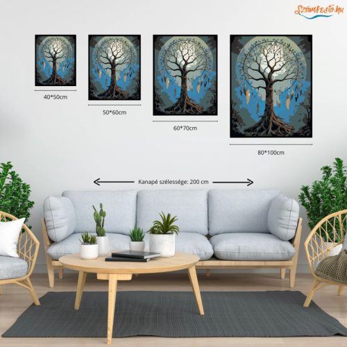 Misztikus álomfogó fa - számfestő készlet - Számfestő.hu - 40×50cm - Keret nélkül