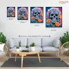 Vibráló rózsakoszorú koponya - számfestő készlet - Számfestő.hu - 50×60cm - Keretre feszítve