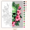 Vibráló hibiszkuszos koponya - számfestő készlet - Számfestő.hu - 40×50cm - Keret nélkül