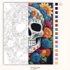 Színes virágkoszorús koponya - számfestő készlet - Számfestő.hu - 80×100cm - Keret nélkül