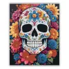 Színes virágkoszorús koponya - számfestő készlet - Számfestő.hu - 40×50cm - Keret nélkül