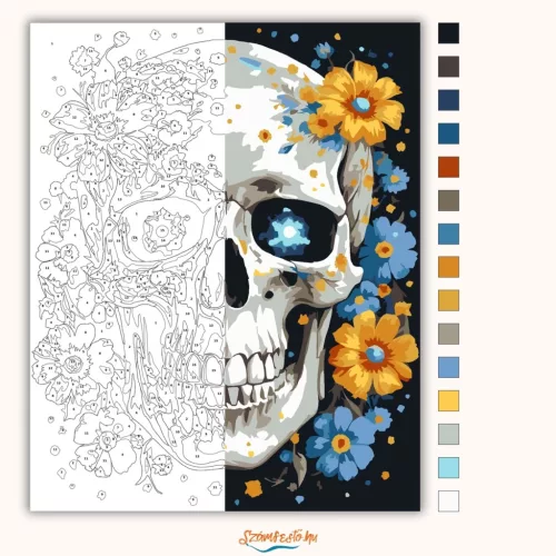 Csillagszemű koponya - számfestő készlet - Számfestő.hu - 50×60cm - Keret nélkül