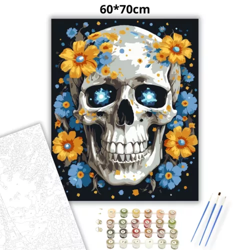 Csillagszemű koponya - számfestő készlet - Számfestő.hu - 60×70cm - Keret nélkül