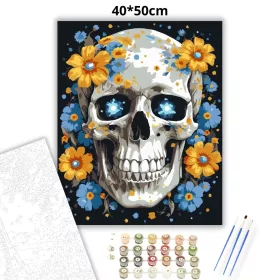 Csillagszemű koponya - számfestő készlet - Számfestő.hu - 40×50cm - Keret nélkül