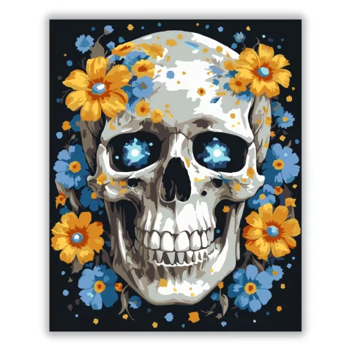 Csillagszemű koponya - számfestő készlet - Számfestő.hu - 40×50cm - Keret nélkül