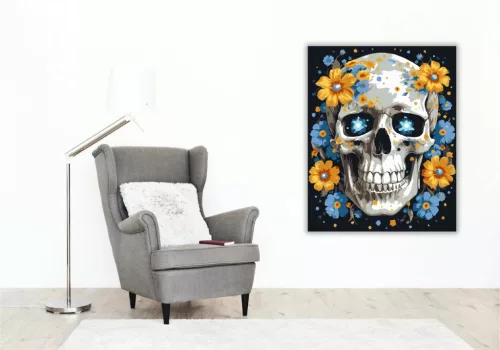 Csillagszemű koponya - számfestő készlet - Számfestő.hu - 40×50cm - Keret nélkül