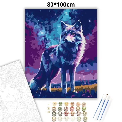 Misztikus farkas tekintete - számfestő készlet - Számfestő.hu - 80×100cm - Keret nélkül